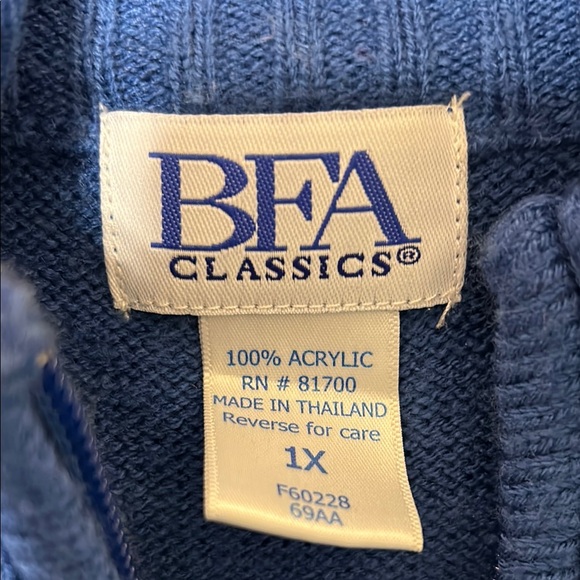 Blue Cable Knit Zip-Up Sweater - Picture 2 of 4